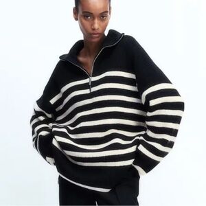 H&M Rib-knit Half-zip Sweater